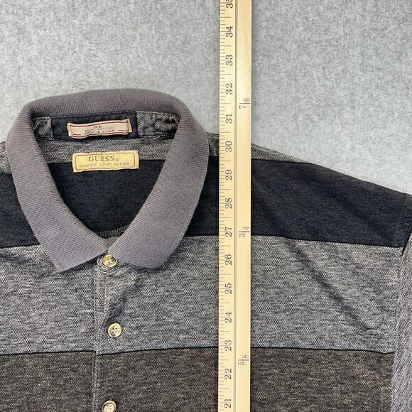 Guess Classic Sportswear Polo Men’s XL Gray Striped Casual Shirt - Picture 9 of 11